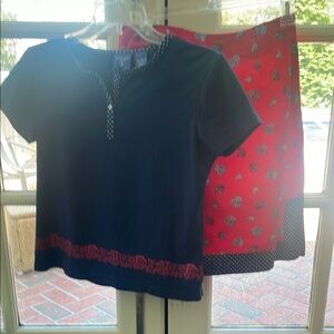 Blue and Red Short Sleeve and matching skirt in great condition!